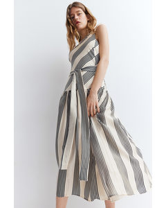 One-shoulder Dress Cream/striped