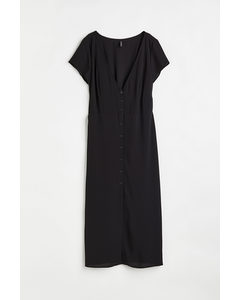H&m+ Button-front Crêpe Dress Black