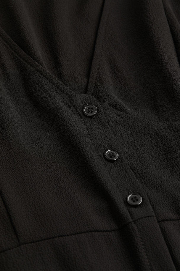 H&M H&m+ Button-front Crêpe Dress Black
