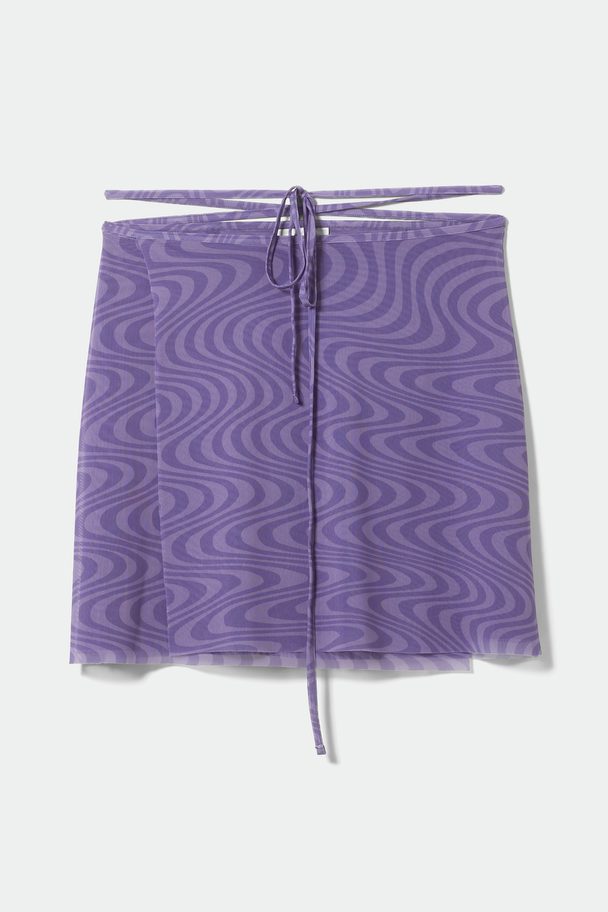 Weekday Irena Mini Wrap Mesh Skirt Purple Wavey