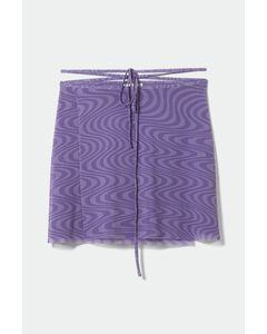 Irena Mini Wrap Mesh Skirt Purple Wavey