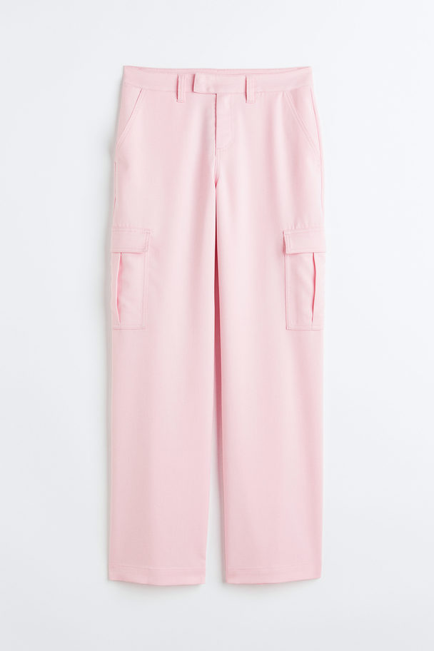 H&M Straight Cargo Trousers Light Pink