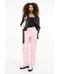 Straight Cargo Trousers Light Pink