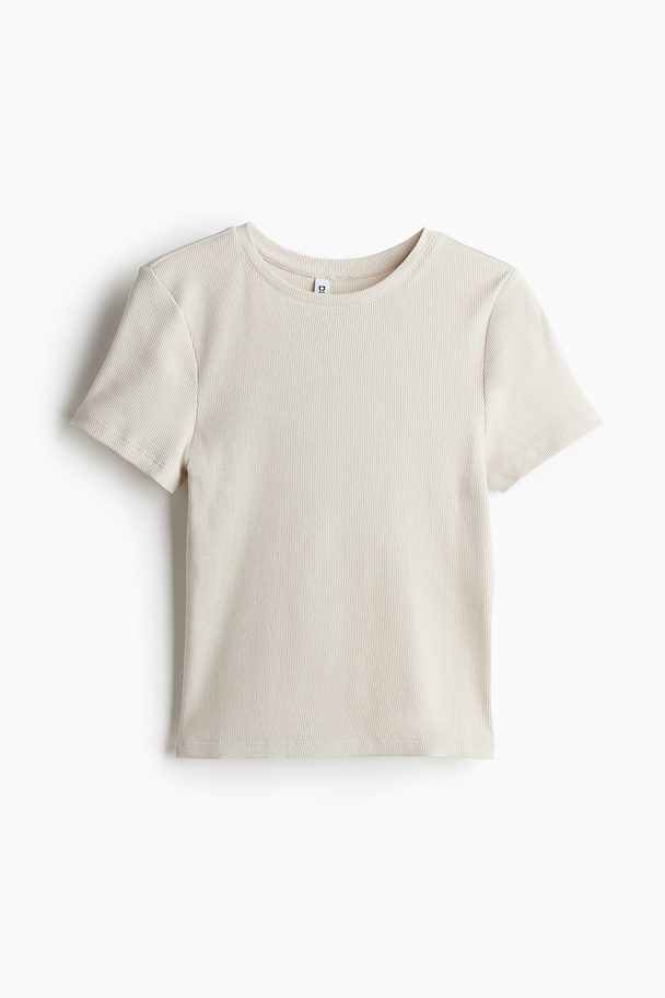 H&M Figurbetontes T-Shirt Helles Greige