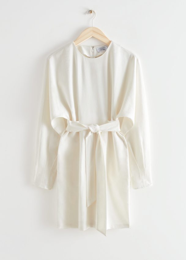 & Other Stories Belted Dolman Sleeve Mini Dress White