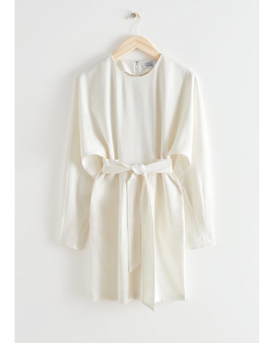 & Other Stories Belted Dolman Sleeve Mini Dress White