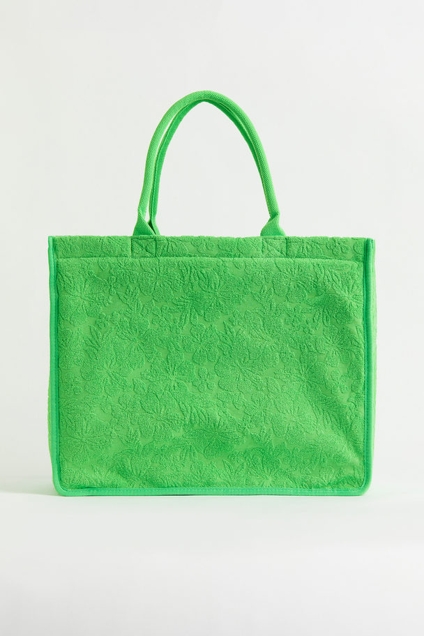 H&M Stor Shopper Grön/tropiska Blommor