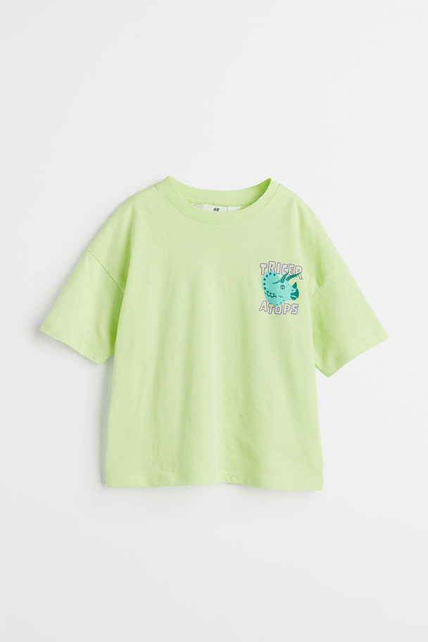 H&M Oversized T-shirt Light Green/dinosaur