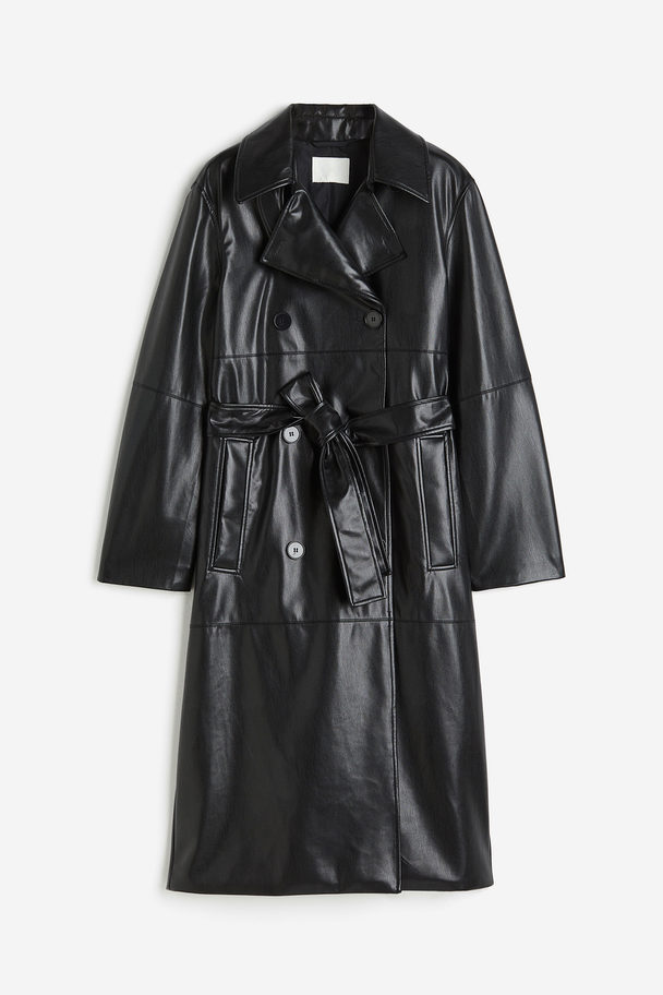 H&M Coated Trenchcoat Black