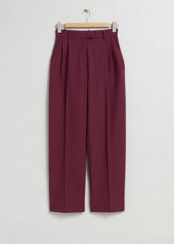 & Other Stories Relaxed Tailored Trousers Plum