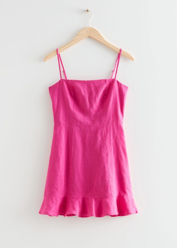 & Other Stories Ruffled Strappy Mini Dress Pink
