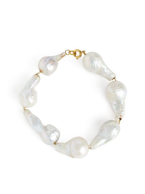 ARKET Freshwater Pearl Bracelet Gold/white