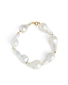Freshwater Pearl Bracelet Gold/white