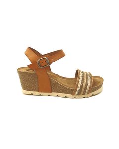 Bio Aura Wedge Sandal In Leather And Jute Leather Colour
