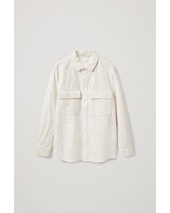 Relaxed-fit Jacquard Overshirt Light Beige / White
