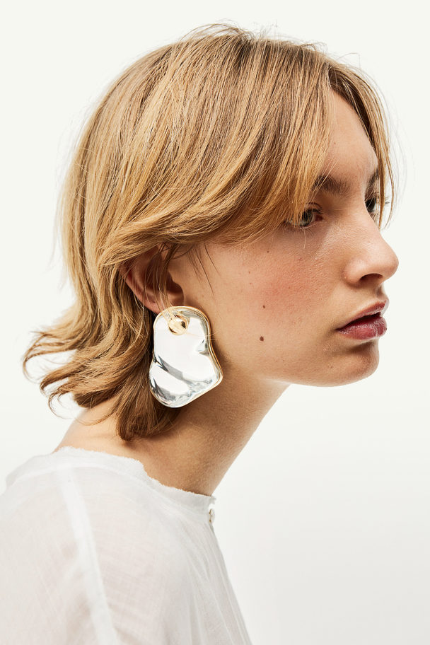 H&M Asymmetric Stud Earrings Silver-coloured/gold-coloured