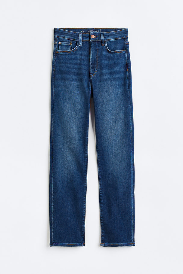 H&M True To You Slim High Jeans Donker Denimblauw