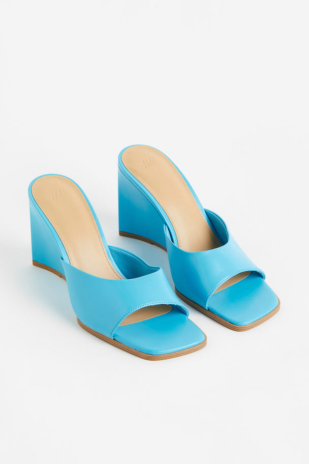 H&M Wedge-heeled Mules Turquoise