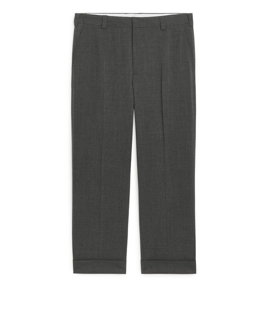 Arket Straight-leg Wool Trousers Grey