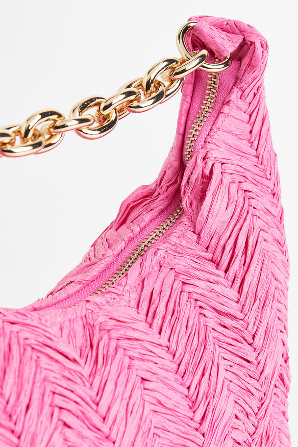 H&M Straw Shoulder Bag Pink
