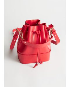 Leather Bucket Bag Red