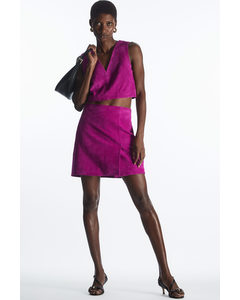 A-line Suede Skirt Purple