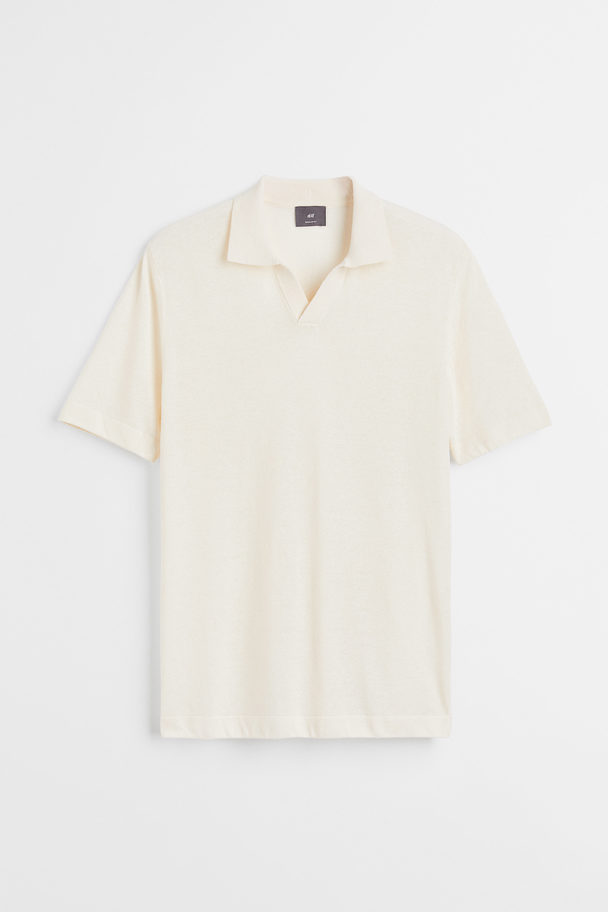 H&M Poloshirt aus Leinenmix Regular Fit Cremefarben