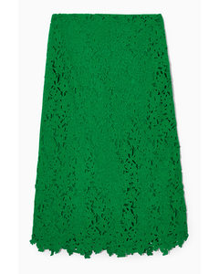 Broderie Anglaise Midi Skirt Bright Green