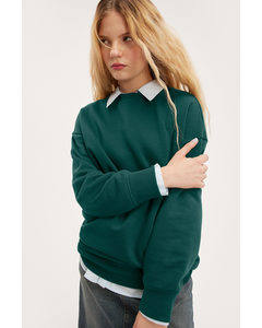 Grüner Oversize-Pullover mit Rundhalsausschnitt Grün
