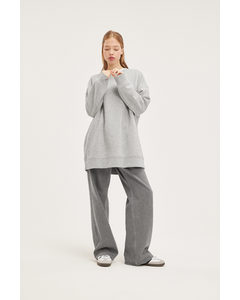 Oversize-Pullover mit Rundhalsausschnitt Graumeliert