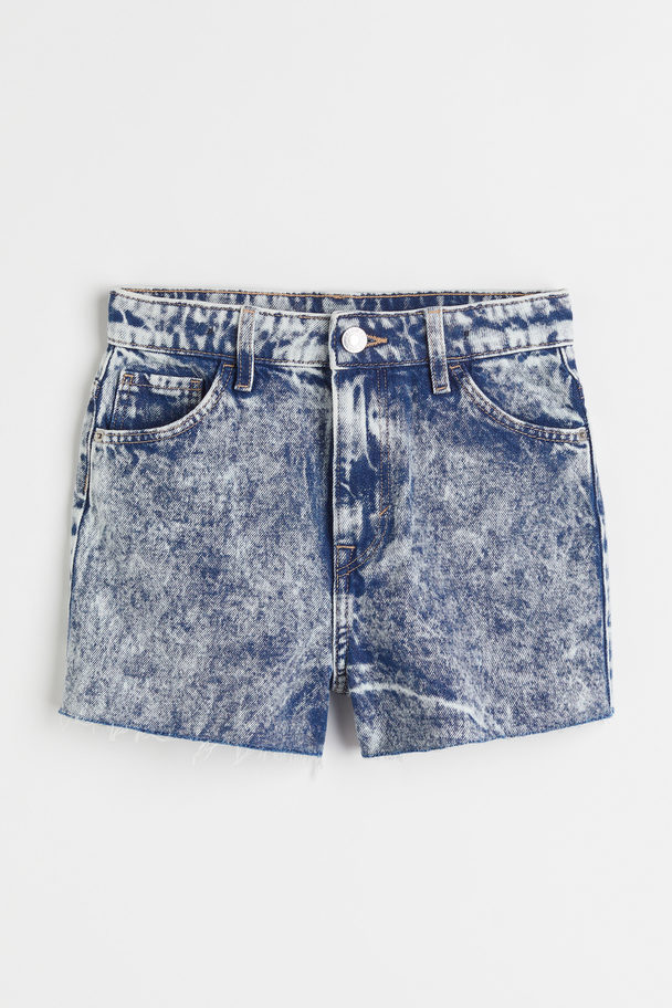 H&M Relaxed Fit High Jeansshorts Blau