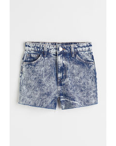 Relaxed Fit High Jeansshorts Blau