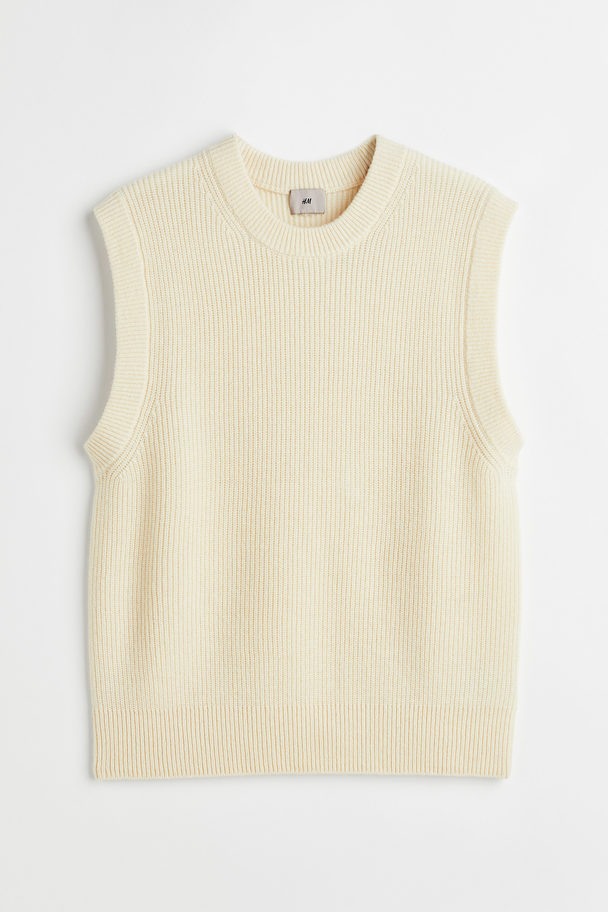 H&M Regular Fit Wool Sweater Vest Natural White