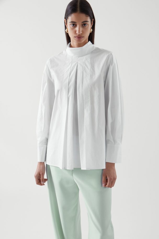 COS Tie-neck Tunic Shirt White