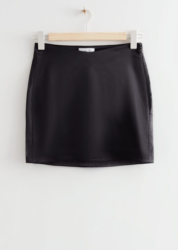 & Other Stories Fitted Satin Mini Skirt Black