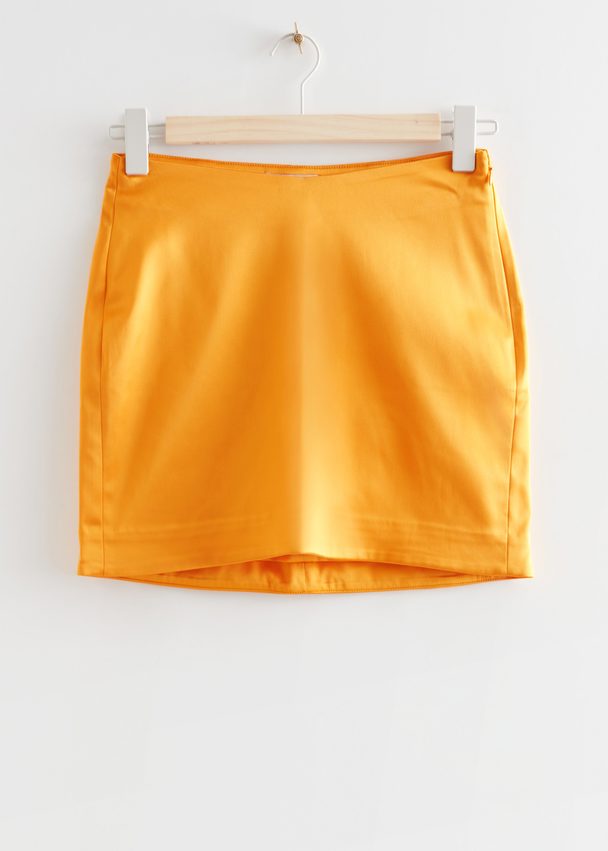 & Other Stories Fitted Satin Mini Skirt Yellow