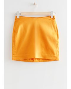 Fitted Satin Mini Skirt Yellow