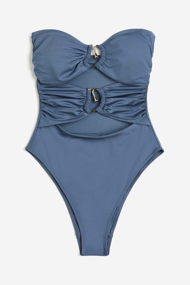 H&M Bandeau-baddräkt Med Vadderade Kupor High Leg Dimblå