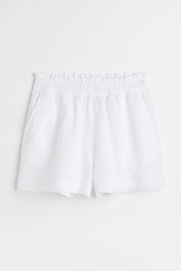 H&M Crinkled Cotton Shorts White