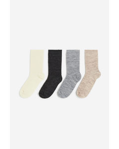 4er-Pack Socken aus Wollmix Graumeliert