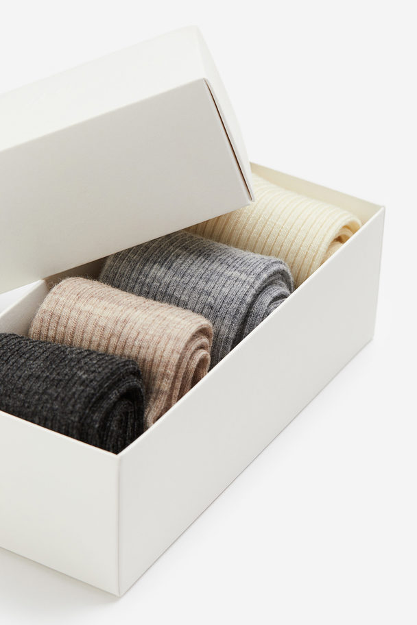 H&M 4er-Pack Socken aus Wollmix Graumeliert