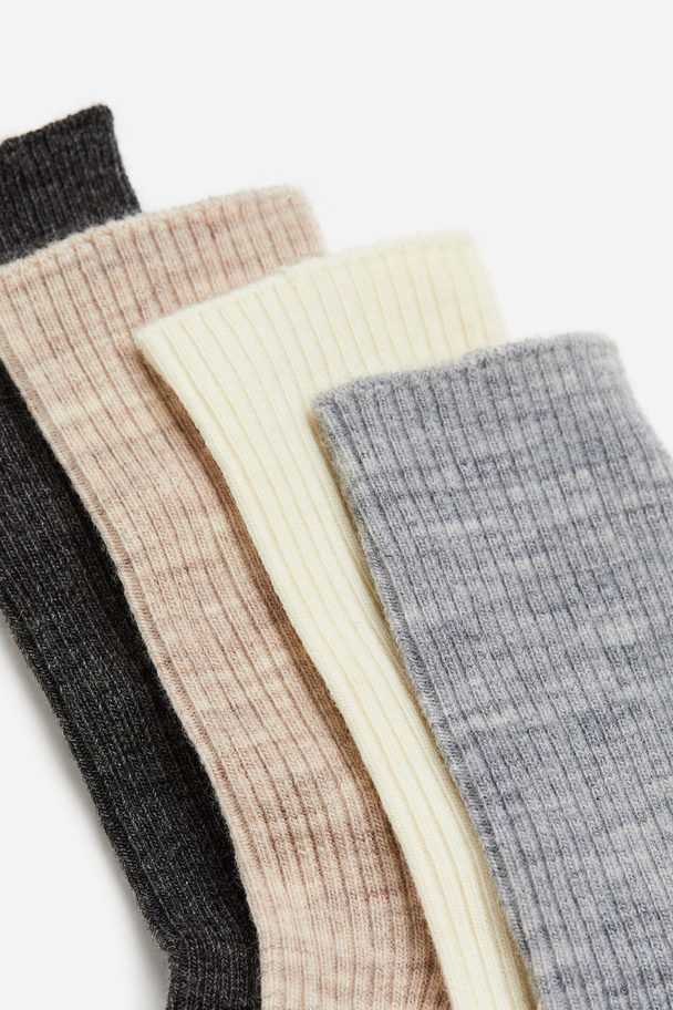 H&M 4er-Pack Socken aus Wollmix Graumeliert