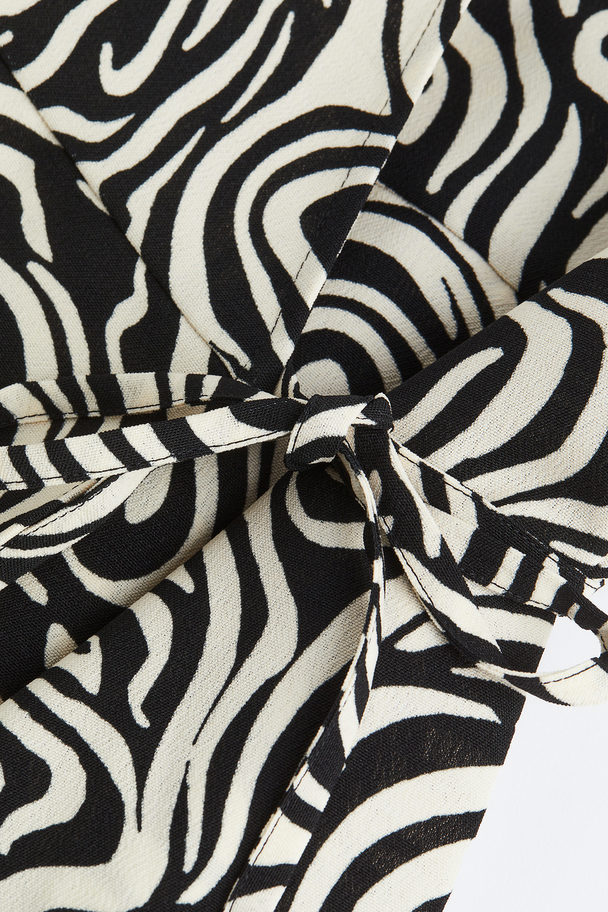 H&M Crêpe Wrap Dress Black/patterned