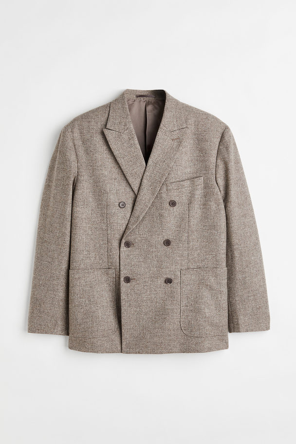 H&M Relaxed Fit Wool-blend Jacket Beige Marl