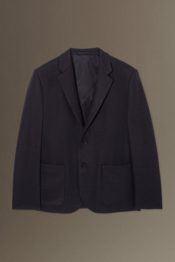COS Single-breasted Wool-jersey Blazer - Relaxed Navy