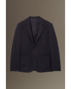 Single-breasted Wool-jersey Blazer - Relaxed Navy