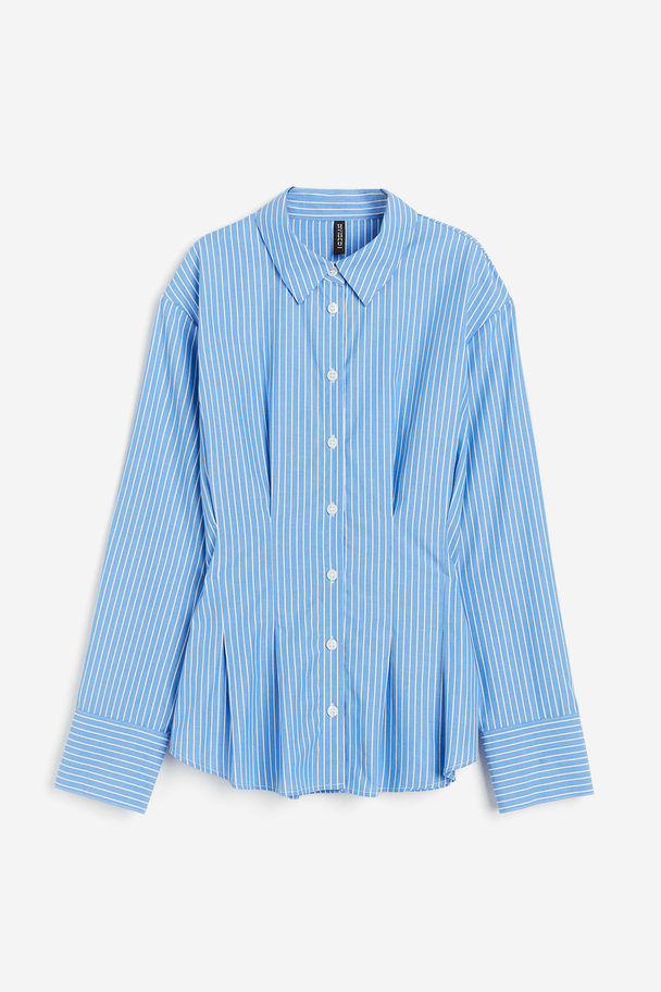 H&M Getailleerde Overhemdblouse Van Popeline Blauw/gestreept