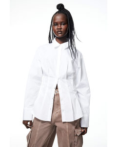 Taillierte Bluse aus Popeline Weiß
