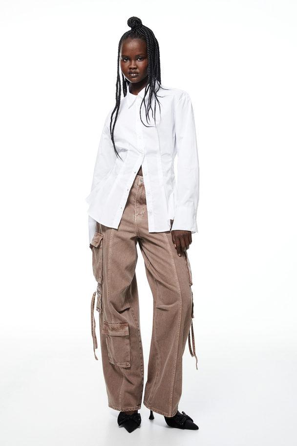 H&M Taillierte Bluse aus Popeline Weiß