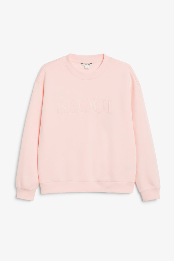 Monki Pink Seoul Crewneck Sweater Pink